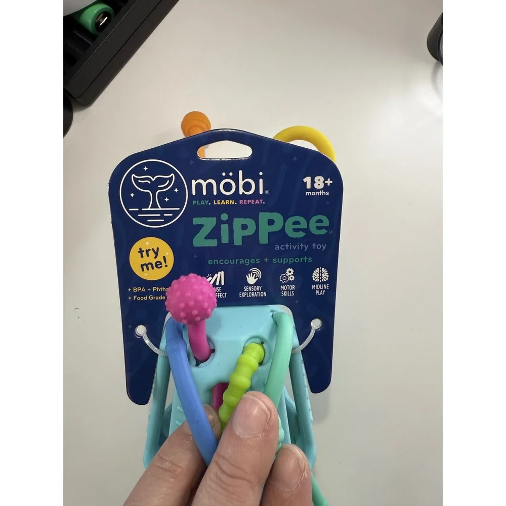 Mobi Zippee Activity Toy for Babies 18‎ Months BPA Free Textured Cords